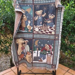 Teddy Bear Four Seasons Tapestry Throw Blanket